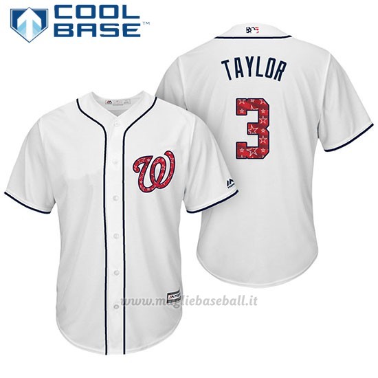 Maglia Baseball Uomo Washington Nationals 2017 Estrellas y Rayas Michael Taylor Bianco Cool Base